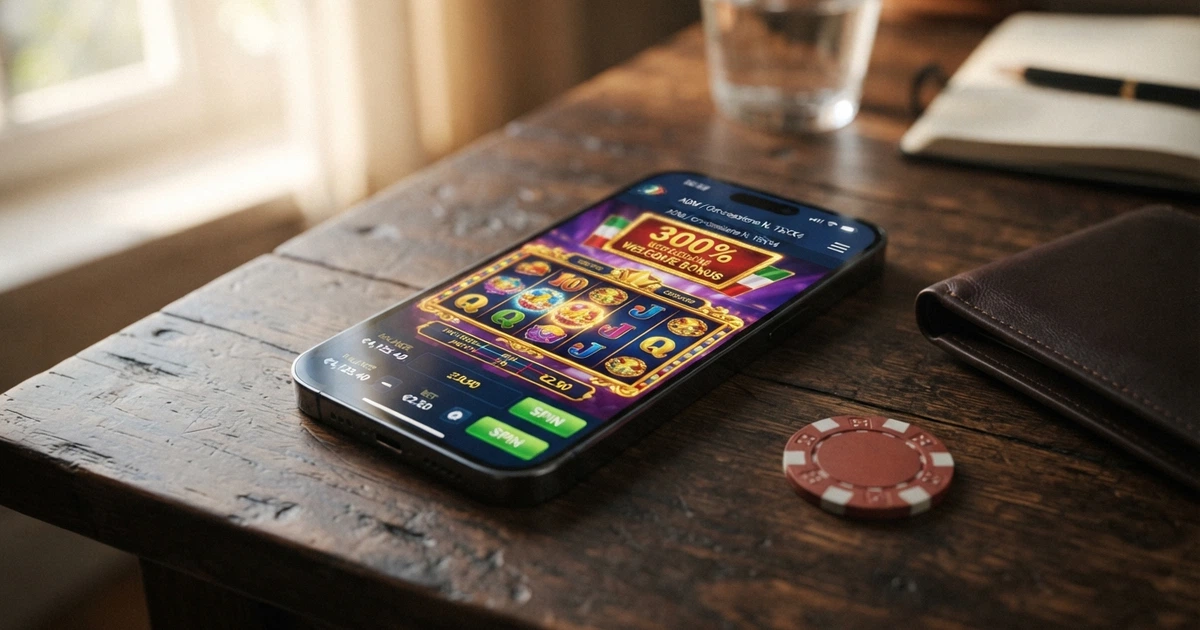Schermata di un casinò online con licenza ADM che mostra un'offerta di bonus di benvenuto con moltiplicatore sul primo deposito