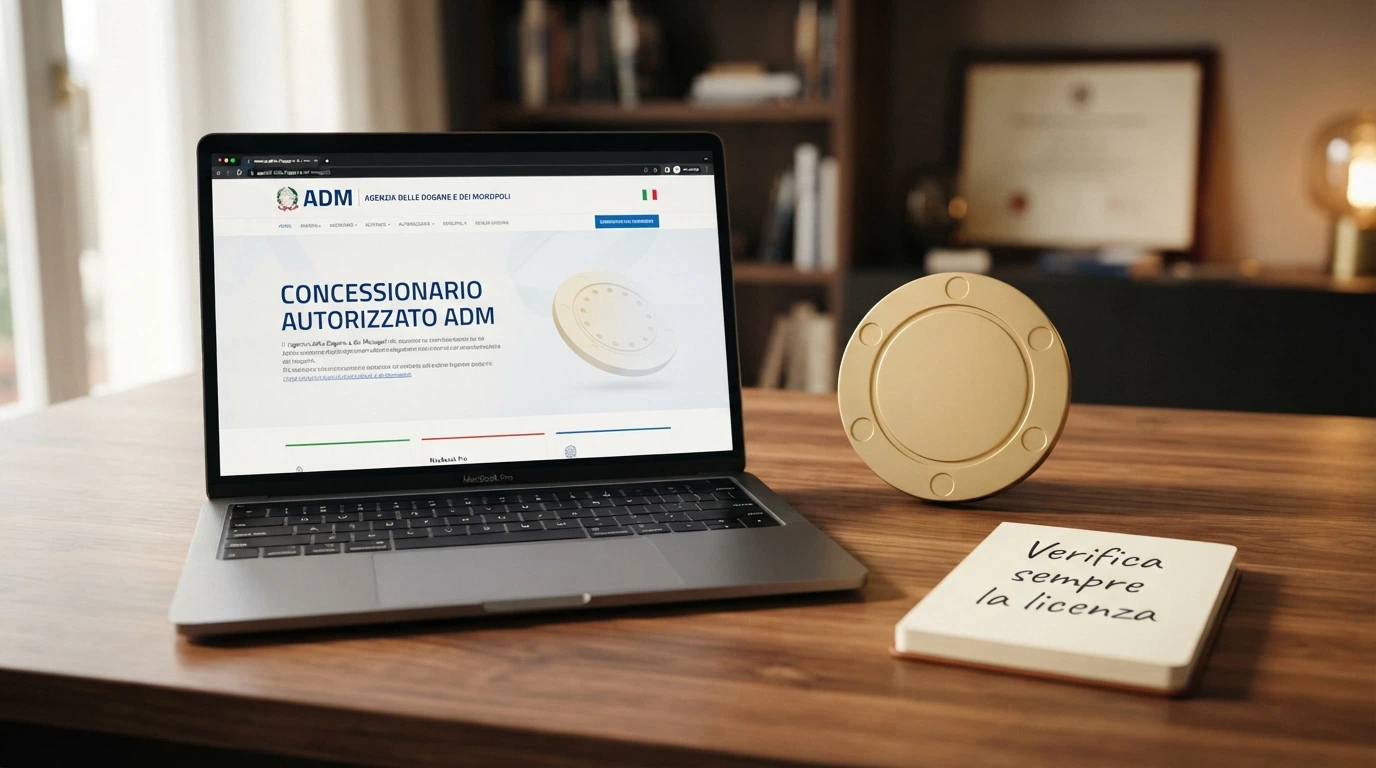 Il logo ufficiale dell'Agenzia delle Dogane e dei Monopoli accanto alla bandiera italiana, con la dicitura «Concessionario Autorizzato» e un lucchetto stilizzato