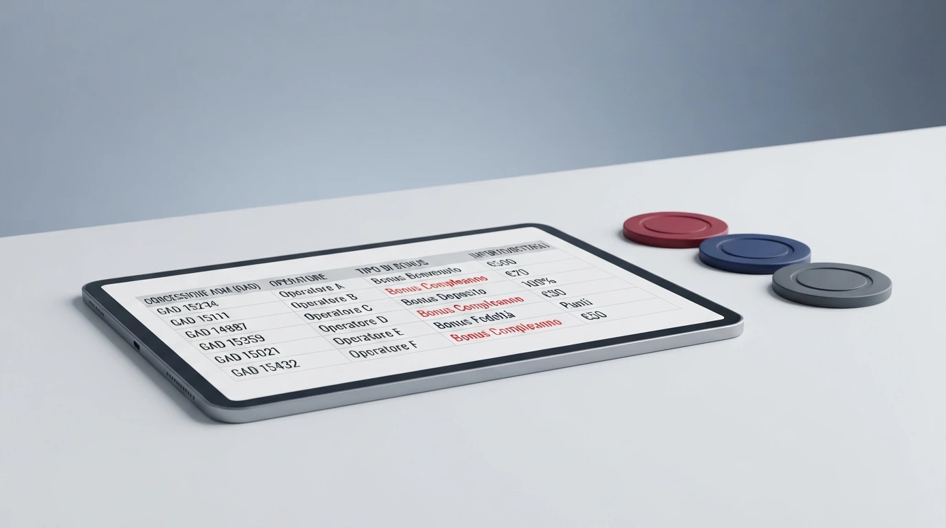 Tabella con i loghi e le concessioni ADM dei casinò online italiani analizzati