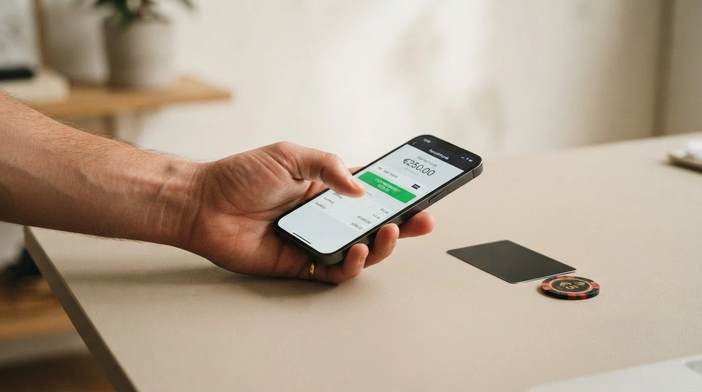 La schermata di un wallet Google Pay su smartphone con l'importo del deposito selezionato e il pulsante di conferma