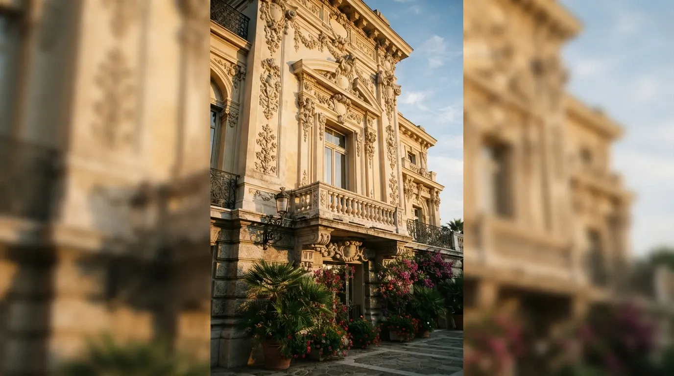 Dettaglio architettonico della facciata Liberty Decò progettata da Eugène Ferret