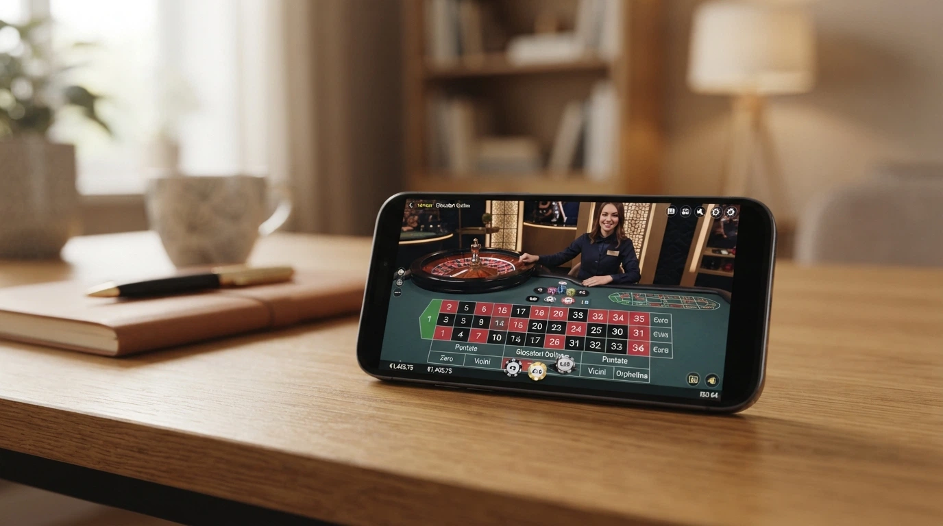 Schermata di un casinò live su smartphone con griglia di puntate touch, streaming del tavolo e cronologia delle giocate