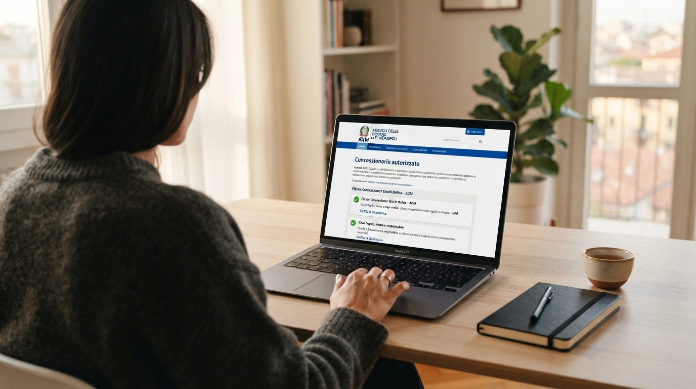 Il logo ufficiale dell'Agenzia delle Dogane e dei Monopoli accanto alla sezione «Concessionario autorizzato» nella pagina di registrazione di un casinò online.