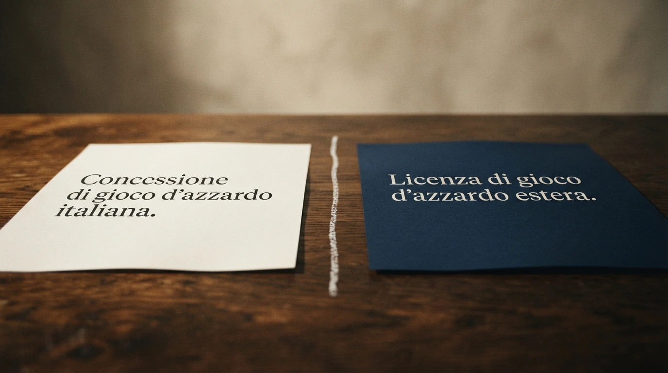 Un documento ufficiale con il sigillo dell'Agenzia delle Dogane e dei Monopoli accanto al logo di un'autorità di licenza estera, separati da una linea