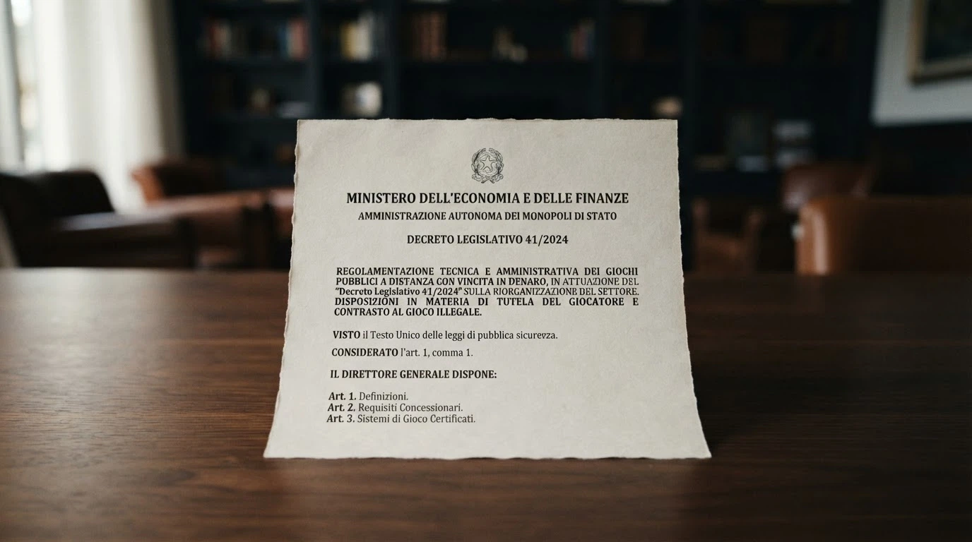 Documento ufficiale con il timbro dell'Agenzia delle Dogane e dei Monopoli e il testo del Decreto Legislativo 41/2024