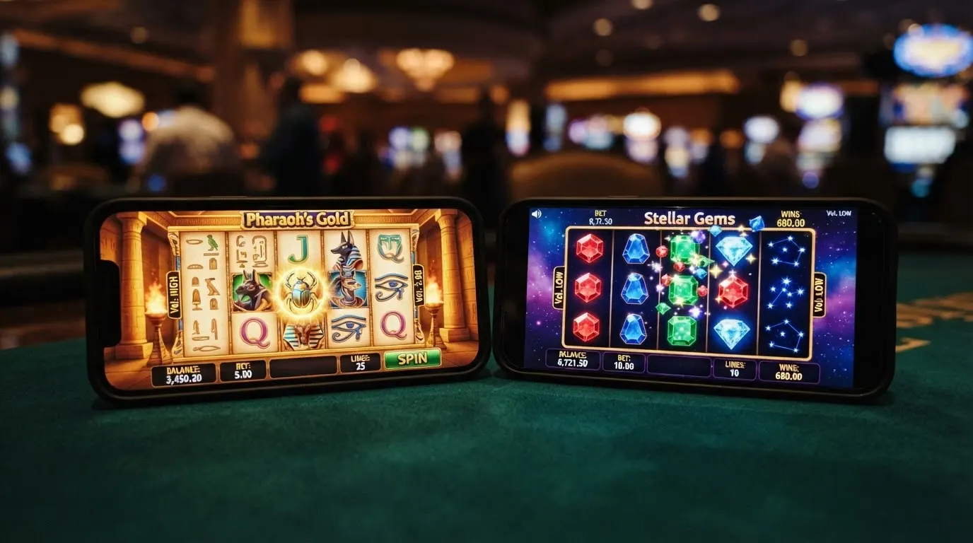 Schermate di gioco delle slot Book of Dead e Starburst affiancate, con i valori RTP (96,21% e 96,09%) in evidenza sopra ciascuna