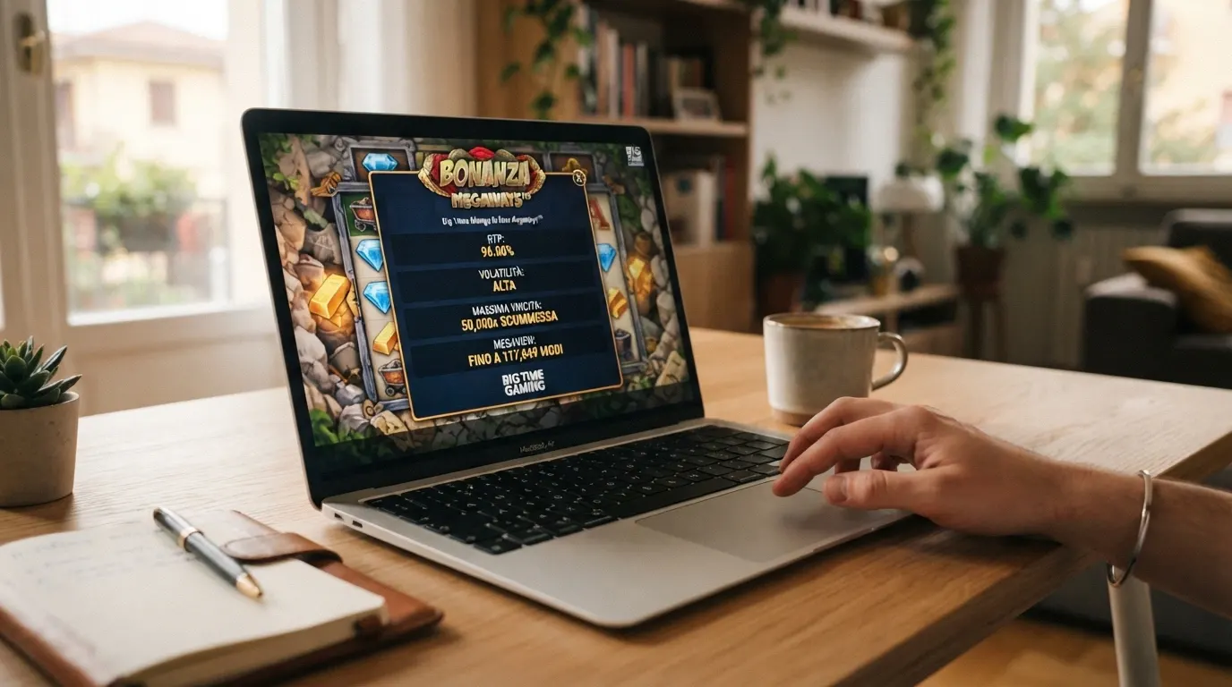 La schermata di gioco di una slot Big Time Gaming popolare in Italia con il pannello delle informazioni di gioco aperto