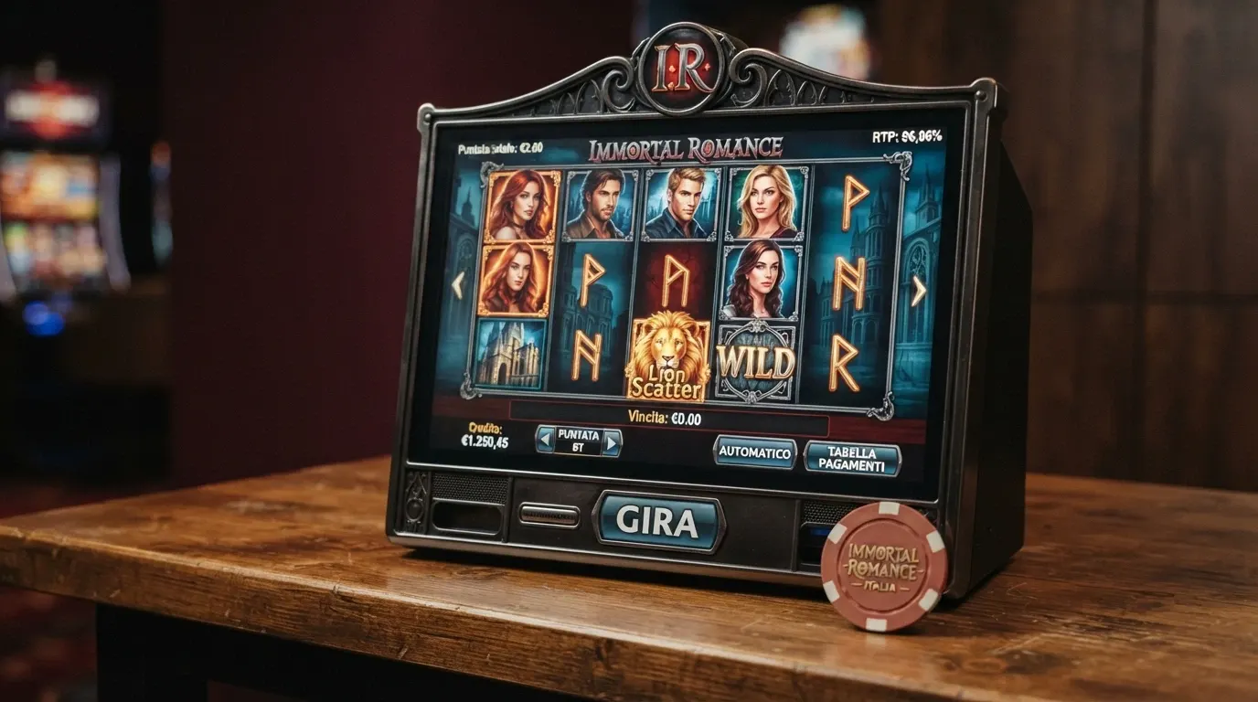 Schermata di una slot machine Microgaming con rulli animati, simboli a tema e interfaccia di puntata in italiano