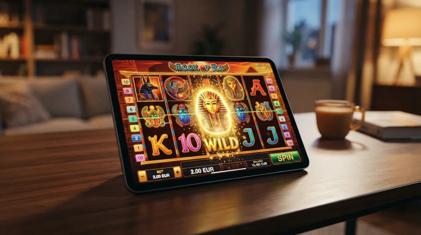 La schermata di gioco di Book of Dead con i rulli in evidenza, il simbolo expanding e il contatore delle vincite