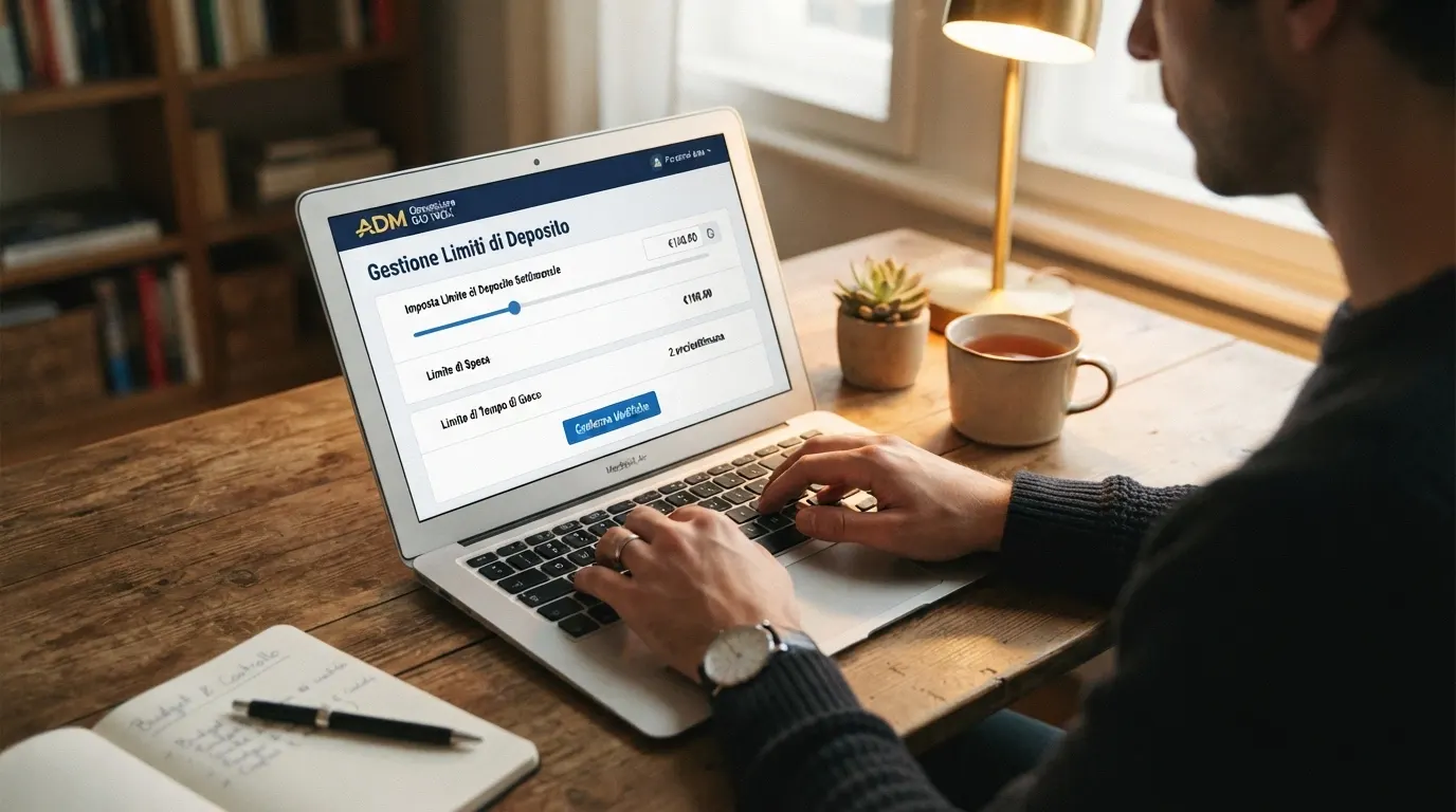 L'interfaccia di attivazione dei limiti di deposito nell'area personale di un casinò ADM, con i campi per deposito settimanale, spesa e tempo di gioco